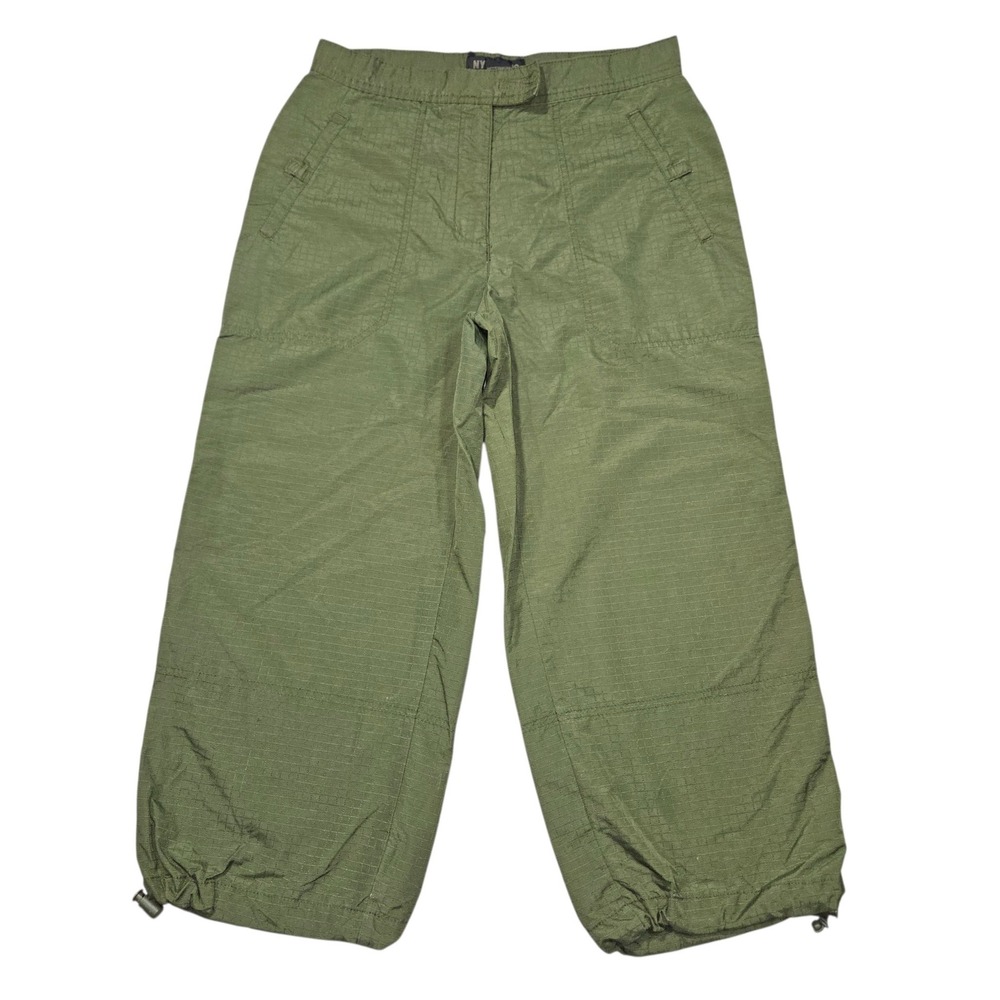 VTG NY Khakis Y2K Ripstop Nylon Cargo Pants Olive Green Sz 4